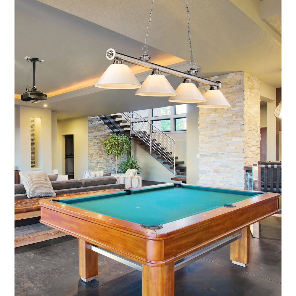 Z-Lite Cordon 4 Light Billiard, Steel Frame, White Shade Color. Picture 6