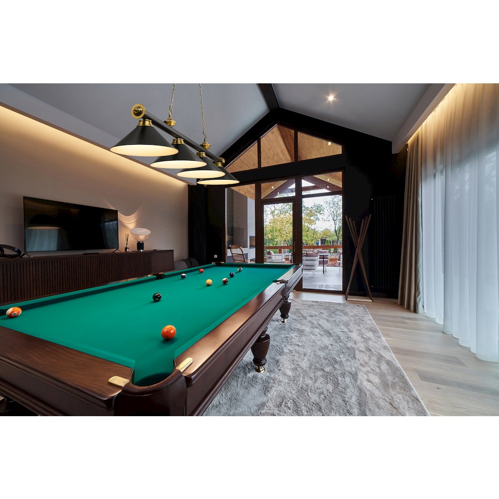 Z-Lite Cordon 4 Light Billiard, Steel Frame, Matte Black Shade Color. Picture 6