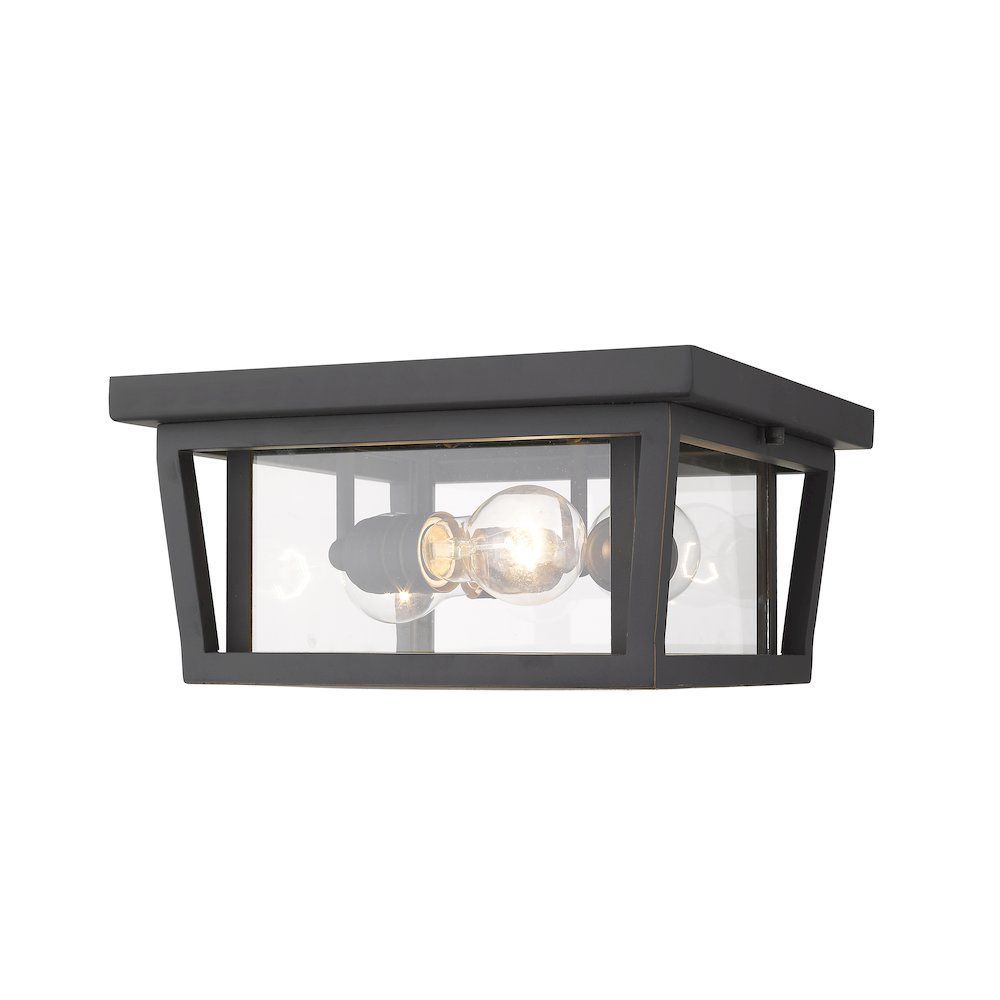 Z-Lite Seoul 3 Light Outdoor Flush Mount, Oil Rubbed Bronze. Picture 1