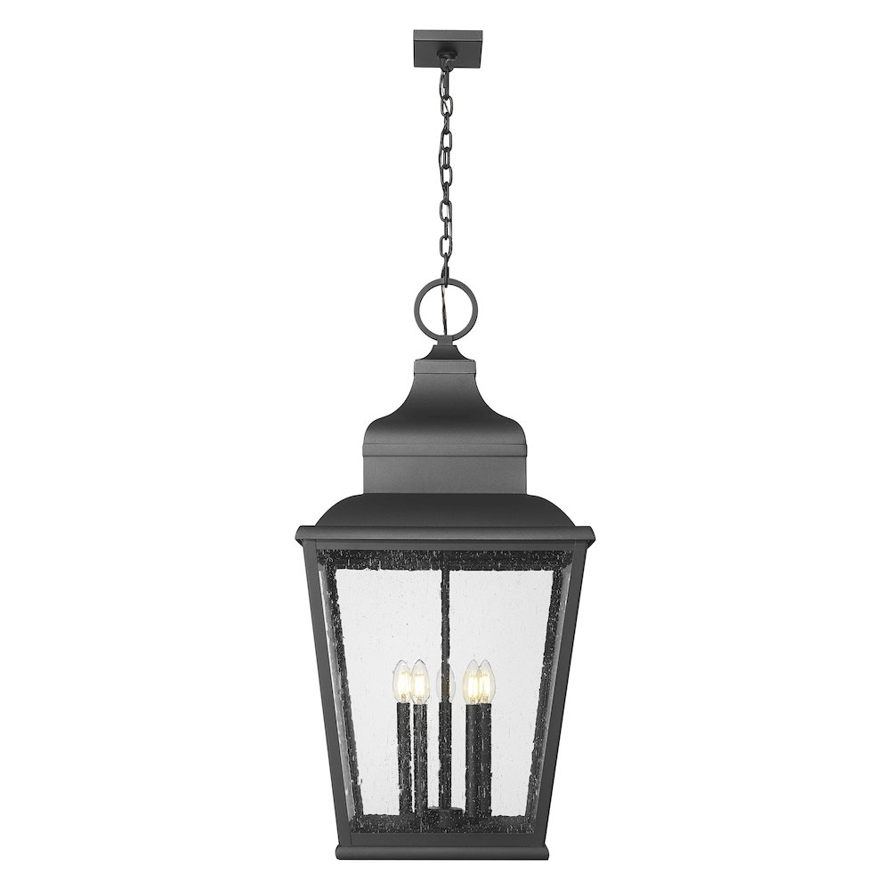 Z-Lite 5 Light Outdoor Chain Mount Ceiling Fixture, Sand Black. Picture 2