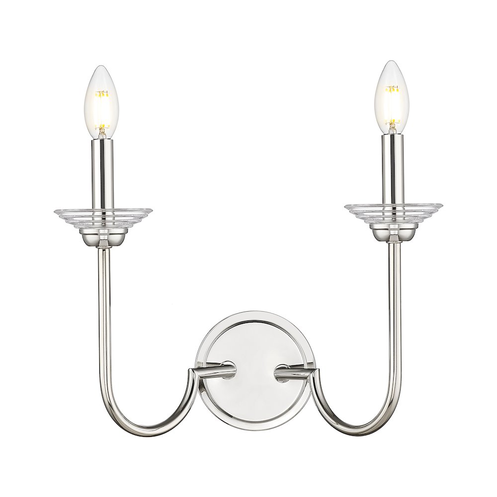 Z-Lite Allistair 2 Light Wall Sconce in Polished Nickel color, Steel frame. Picture 2
