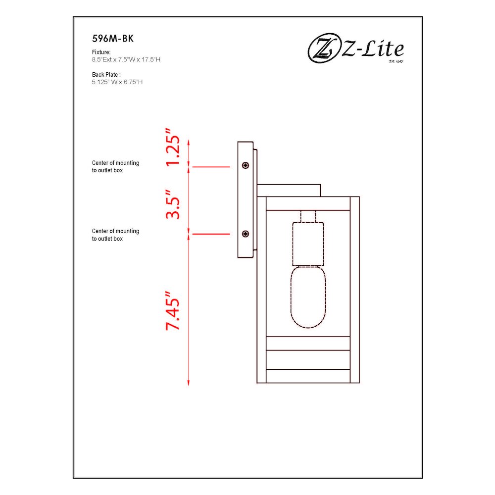 Z-Lite 1 Light Outdoor Wall Light. Picture 9