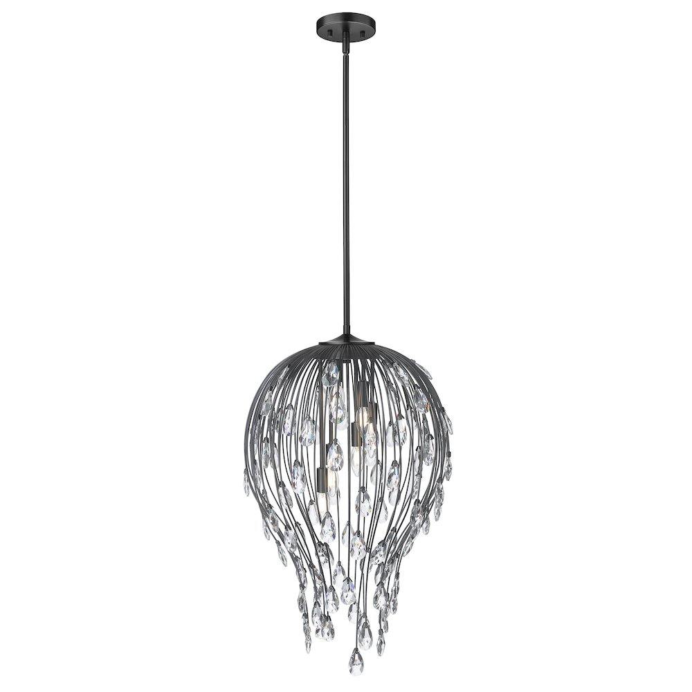 Z-Lite 6 Light Pendant, Matte Black. Picture 1