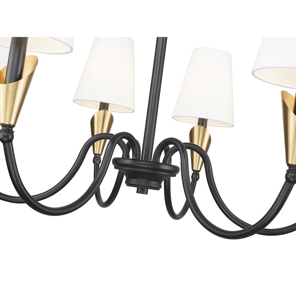 Z-Lite Claudelle 6 Light Chandelier in Matte Black + Modern Gold color. Picture 4