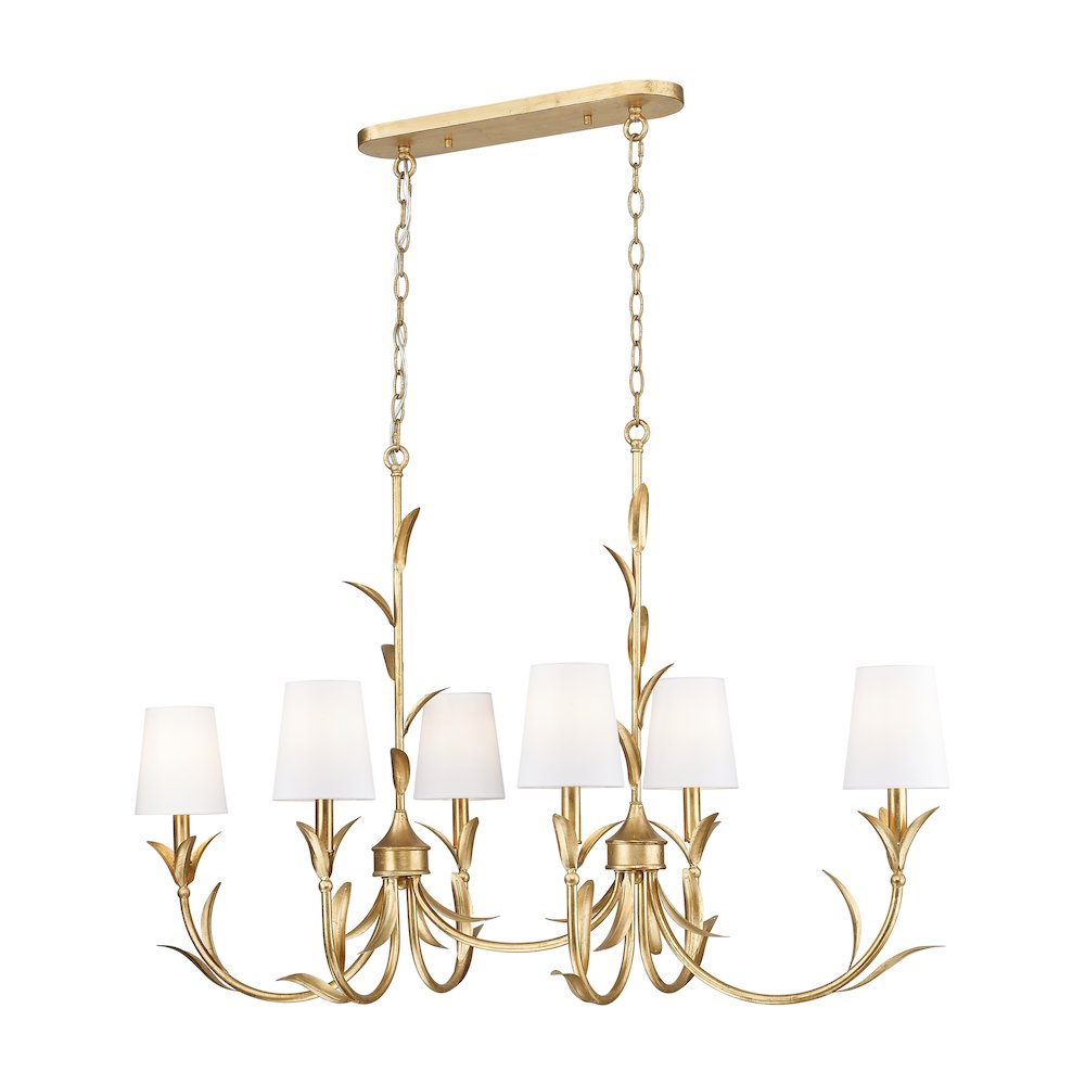 Z-Lite 6 Light Linear Chandelier, Gold Leaf. Picture 1