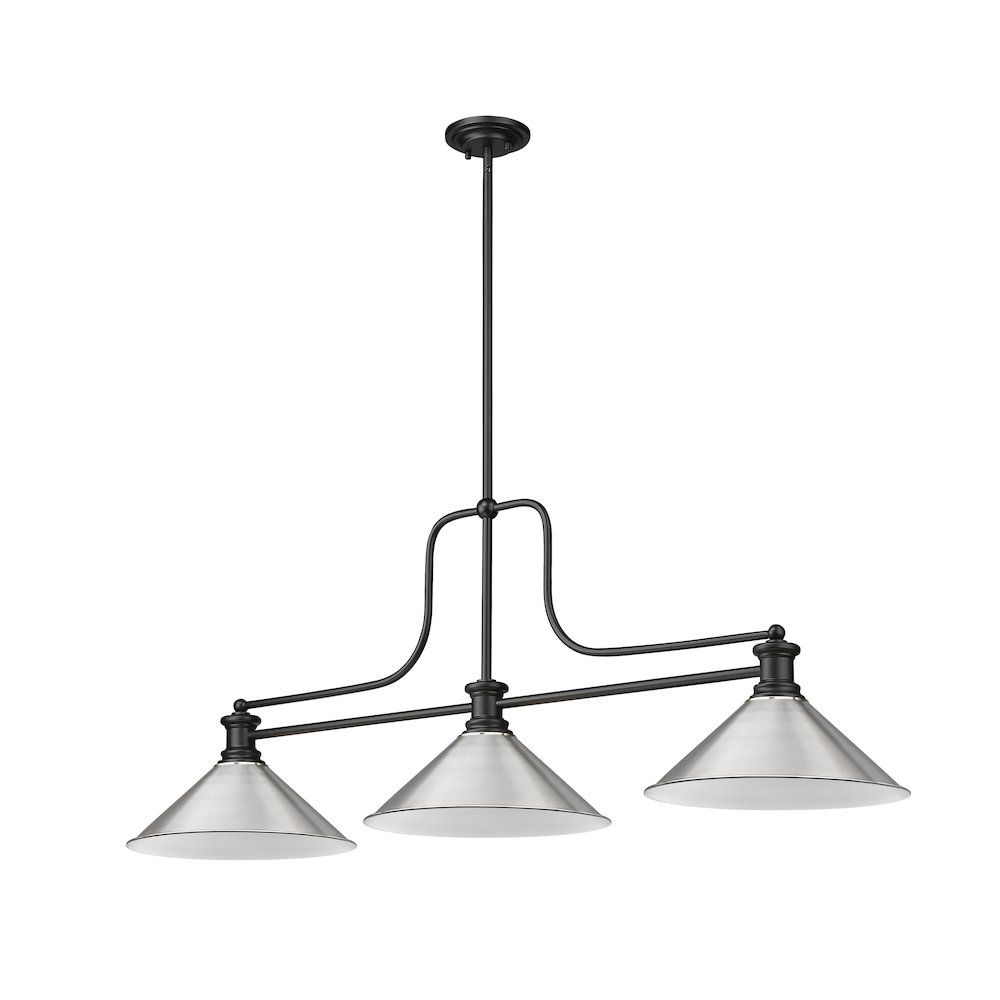 Z-Lite Melange 3 Light Billiard, Steel Frame, Brushed Nickel Shade Color. Picture 5