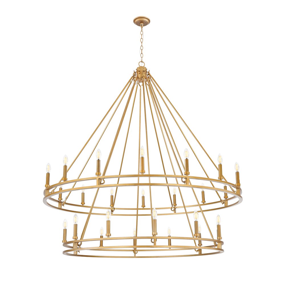 Z-Lite Dennison 28 Light Chandelier in Signature Brass color, Steel frame. Picture 1