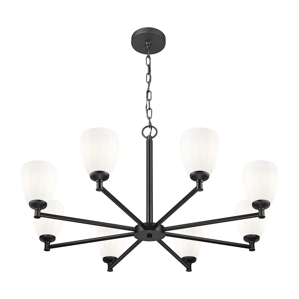 Z-Lite Oren 8 Light Chandelier in Matte Black color, Steel frame. Picture 2