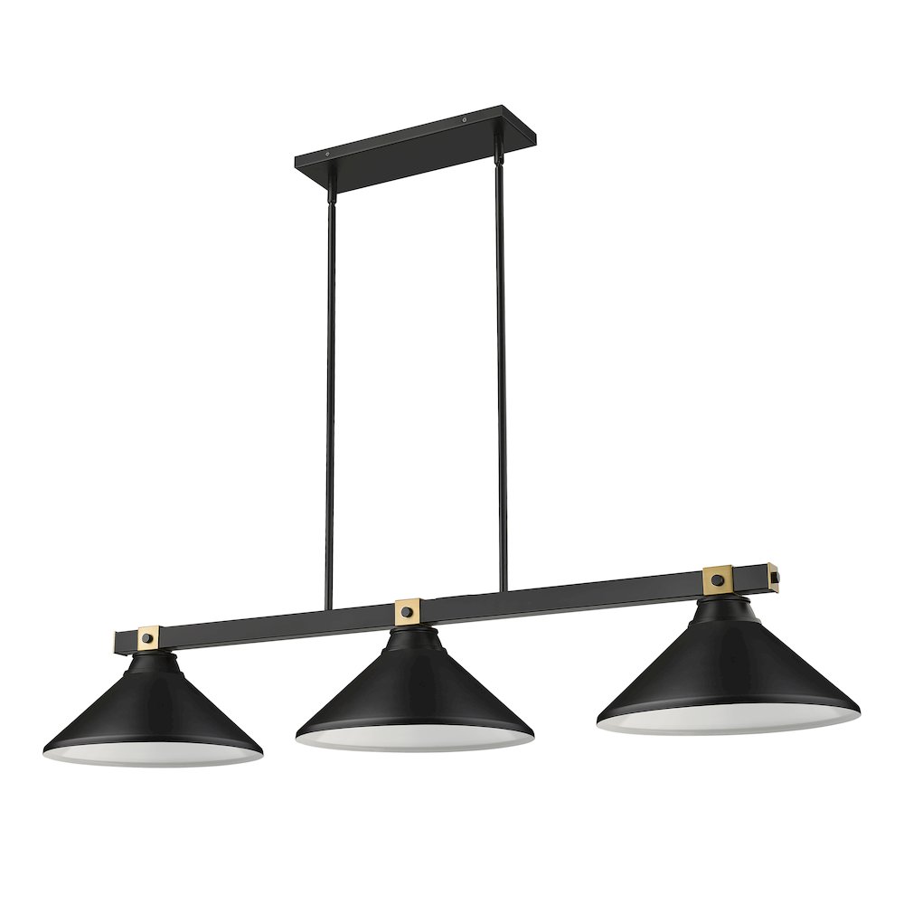 Z-Lite Bronte 3 Light Billiard, Steel Frame, Matte Black Shade Color. Picture 5