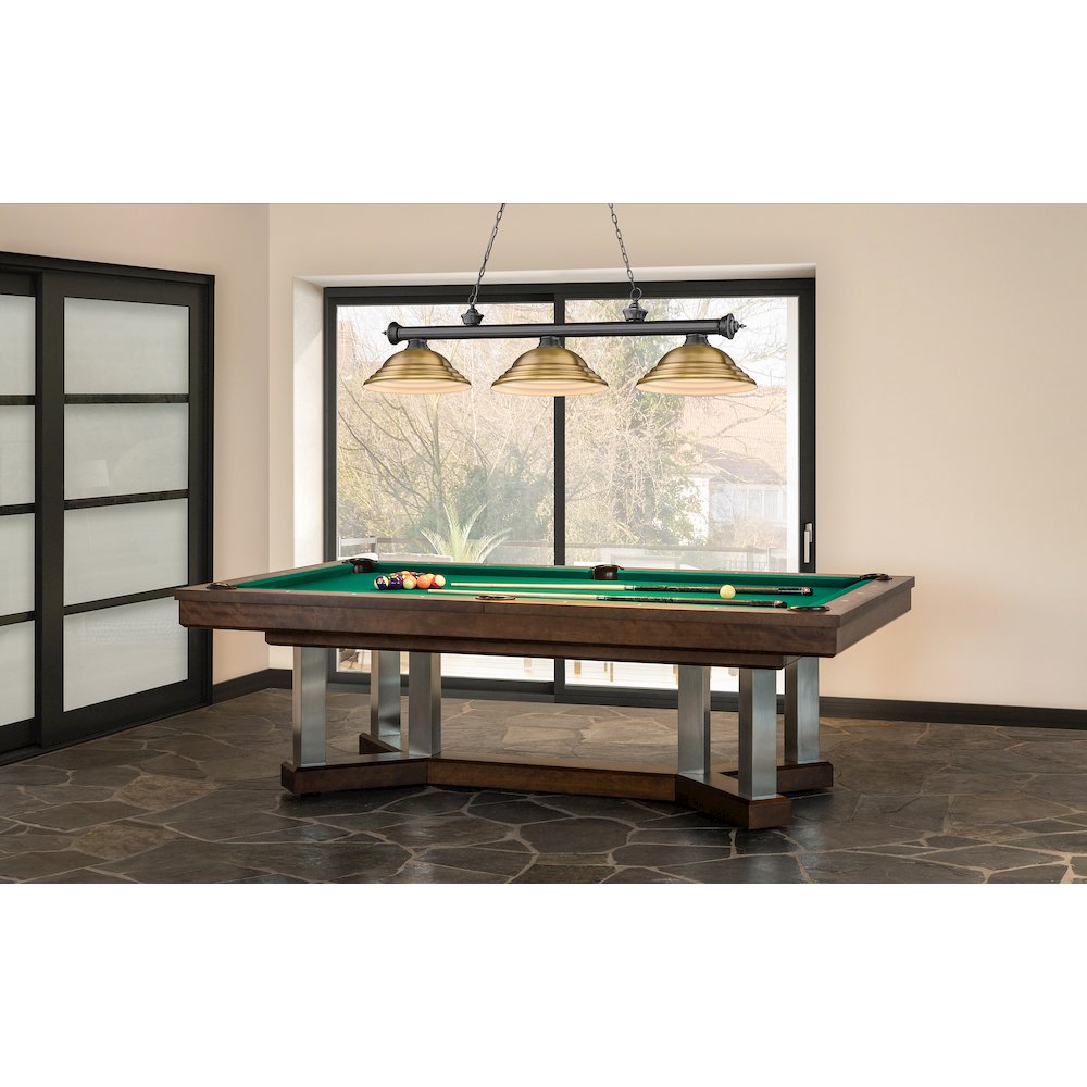 Z-Lite Cordon 3 Light Billiard, Steel Frame, Rubbed Brass Shade Color. Picture 6