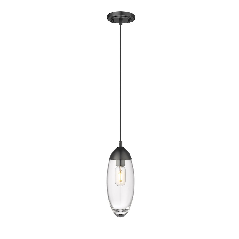 Z-Lite Arden 1 Light Pendant, Matte Black. Picture 1