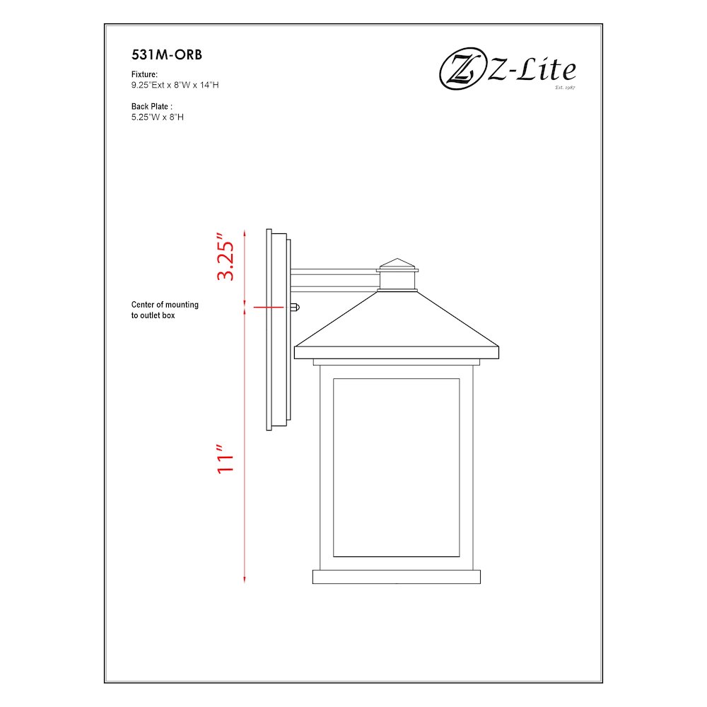 Z-Lite 1 Light Outdoor Wall Light. Picture 8