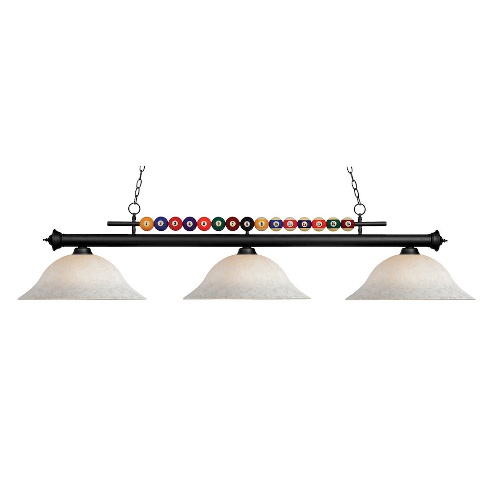 Z-Lite Shark 3 Light Billiard, Steel Frame, White Mottle Shade Color. Picture 1