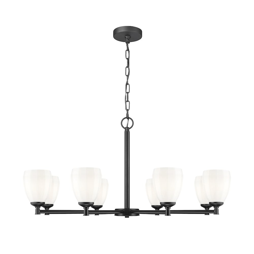 Z-Lite Oren 8 Light Chandelier in Matte Black color, Steel frame. Picture 1