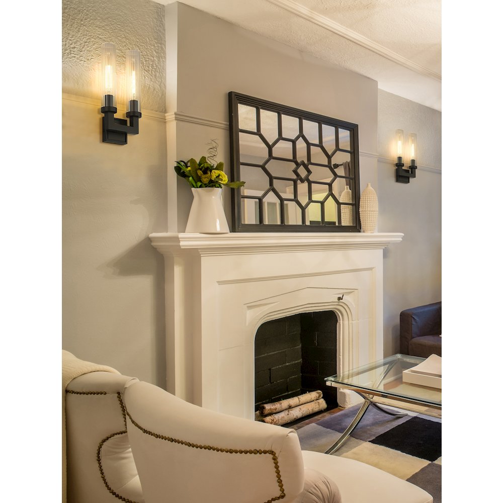 Z-Lite Beau 2 Light Wall Sconce in Bronze  Frame Finish. Picture 7