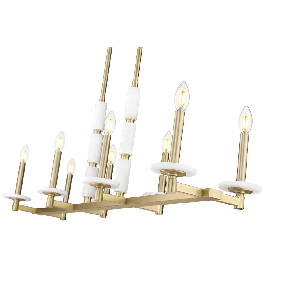 Z-Lite Kaden 8 Light Linear Chandelier in Modern Gold color, Steel frame. Picture 4