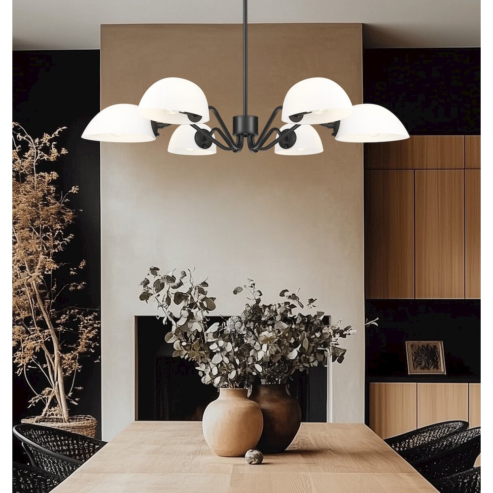 Z-Lite 6 Light Chandelier, Matte Black. Picture 6