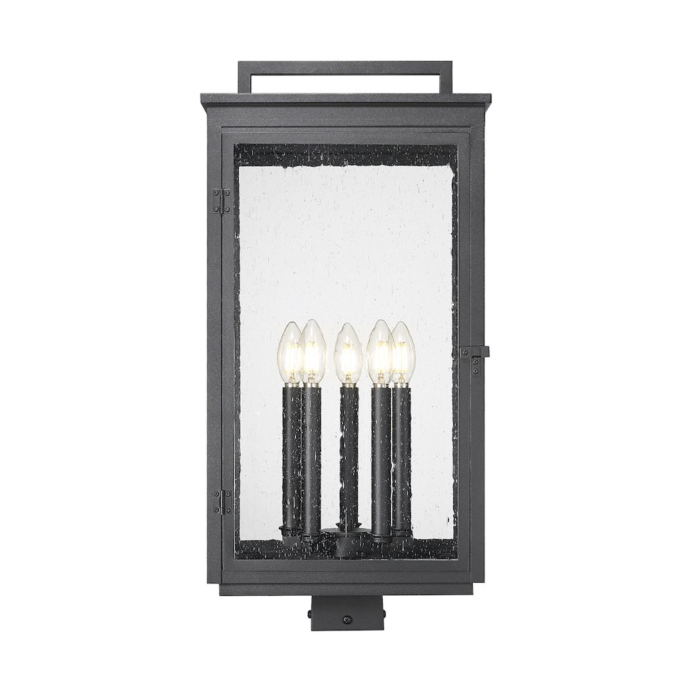 Z-Lite Hartwell 5 Light Outdoor Post Mount Fixture in Sand Black color. Picture 3