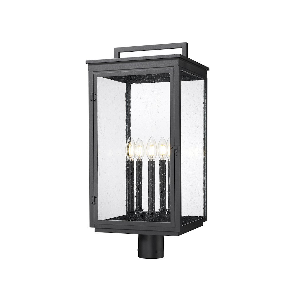 Z-Lite Hartwell 5 Light Outdoor Post Mount Fixture in Sand Black color. Picture 1