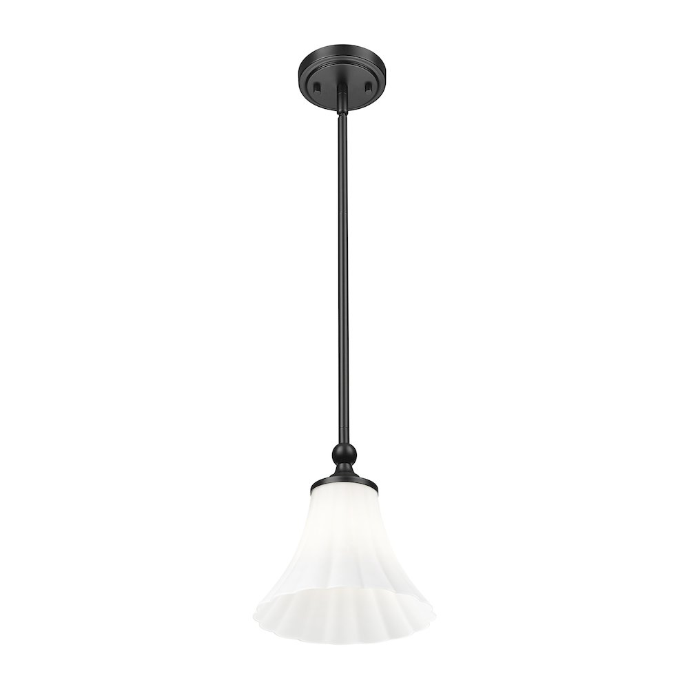 Z-Lite 1 Light Pendant, Matte Black. Picture 2