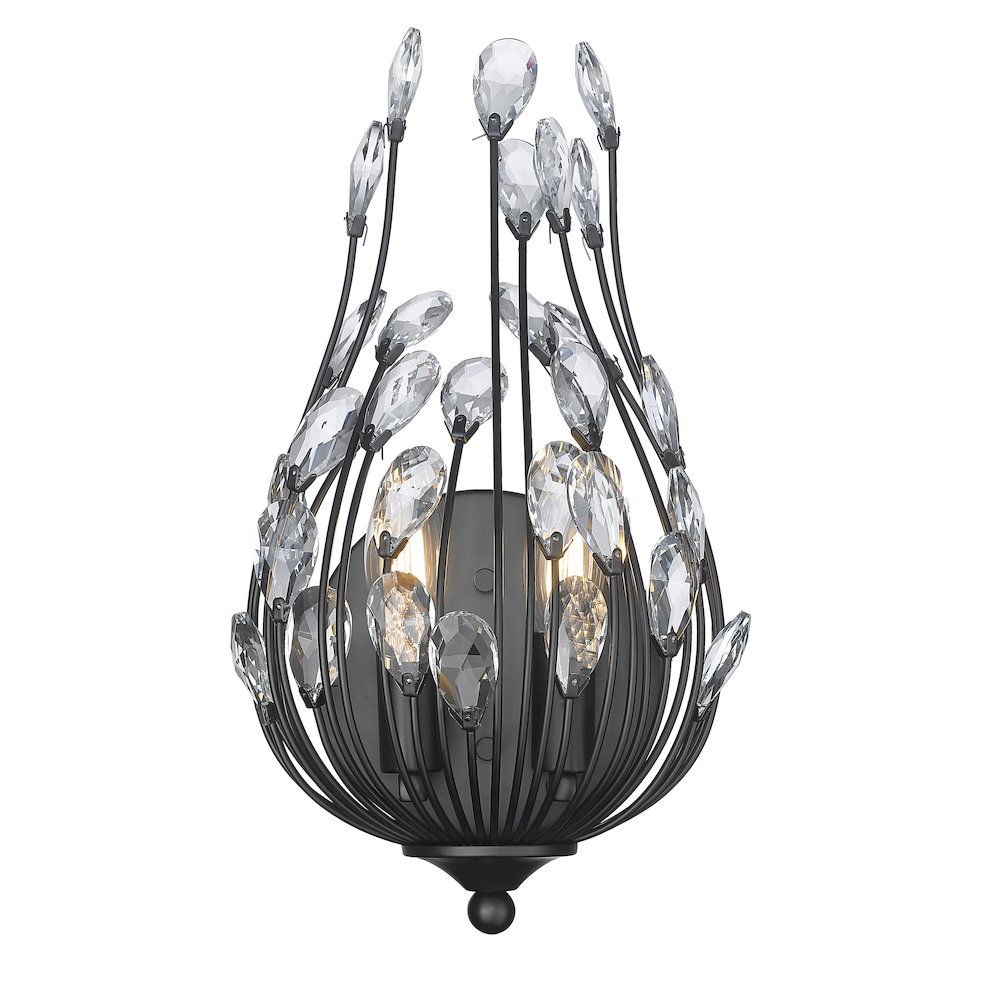 Z-Lite 2 Light Wall Sconce, Matte Black. Picture 1