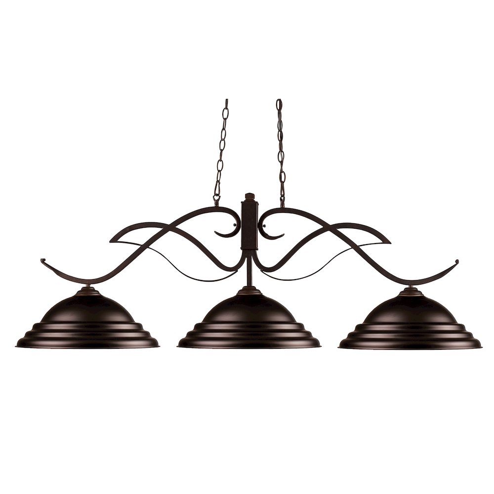 Z-Lite Phoenix 3 Light Billiard, Steel Frame, Bronze Shade Color. Picture 1