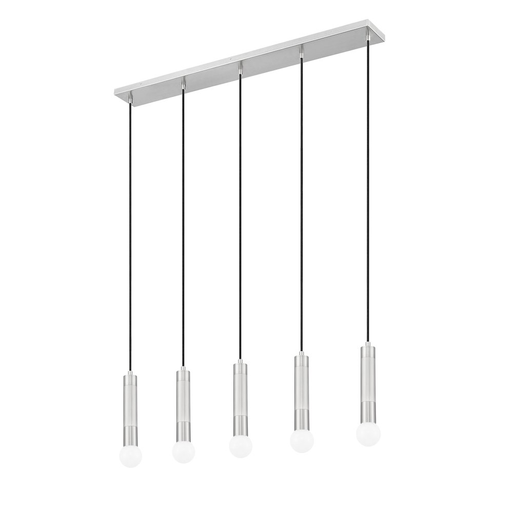 Z-Lite Stari 5 Light Linear Chandelier in Brushed Nickel color, Steel frame. Picture 5