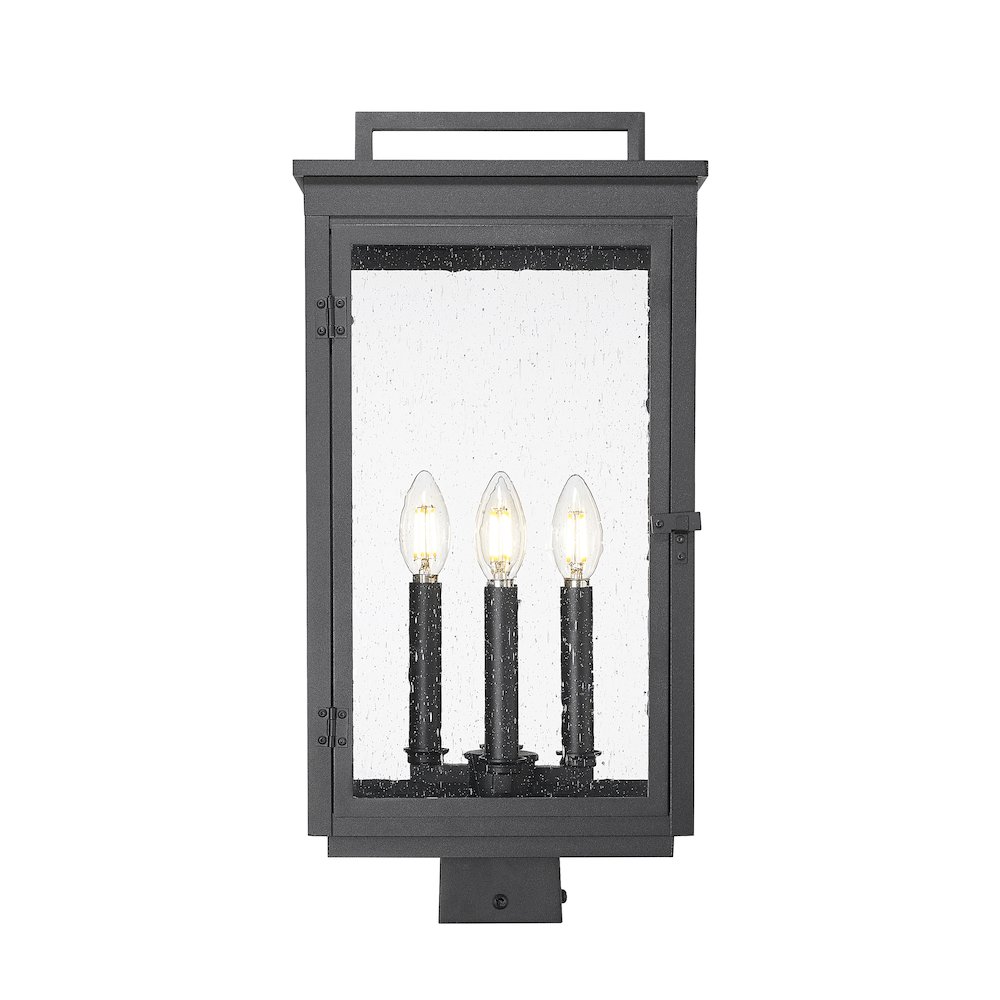 Z-Lite Hartwell 4 Light Outdoor Post Mount Fixture in Sand Black color. Picture 3
