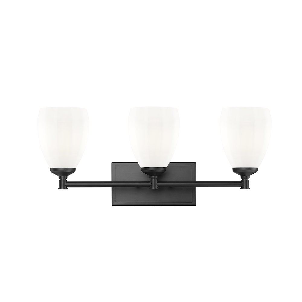 Z-Lite Oren 3 Light Vanity in Matte Black color, Steel frame. Picture 2