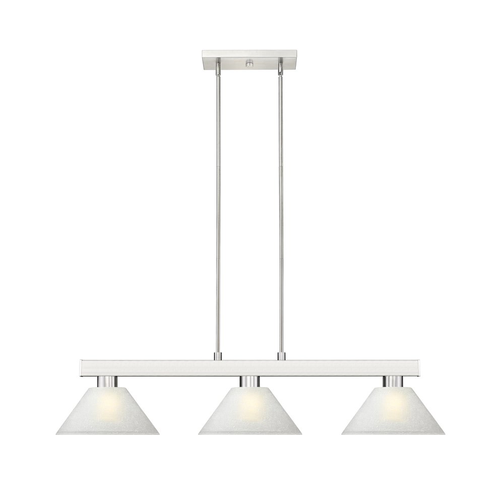 Z-Lite Cobalt 3 Light Billiard, Steel Frame, White Linen Shade Color. Picture 2