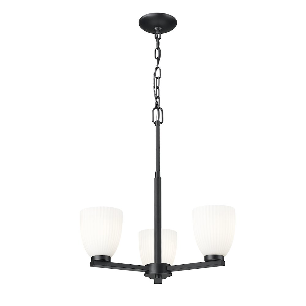 Z-Lite Naya 3 Light Chandelier in Matte Black color, Steel frame. Picture 3