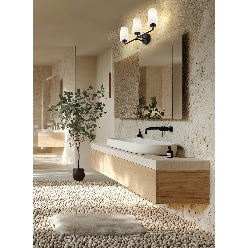 Z-Lite Montford 3 Light Vanity in Matte Black color, Steel frame. Picture 7