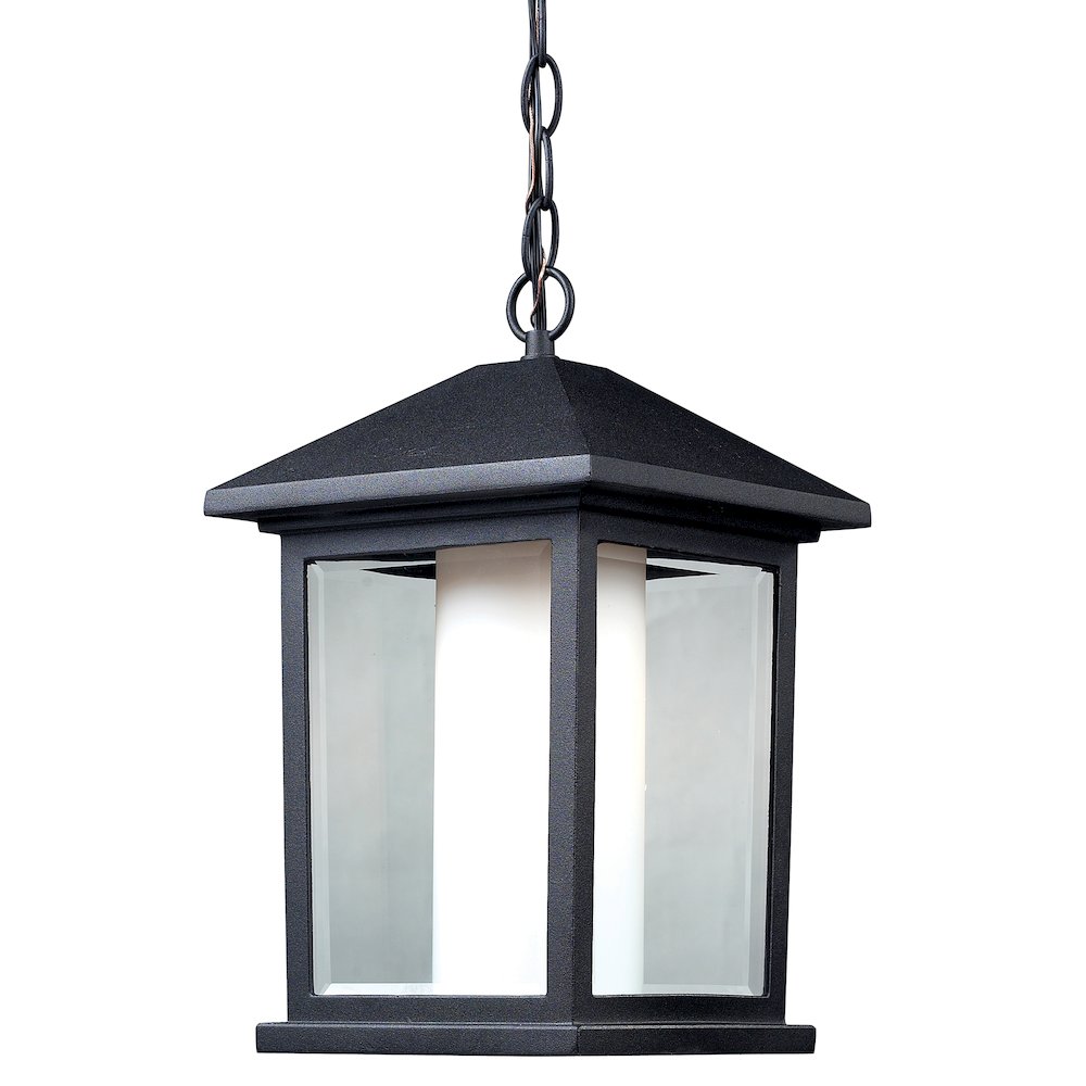 Z-Lite Mesa 1 Light Outdoor Chain Mount Ceiling Fixture, Black. Picture 1