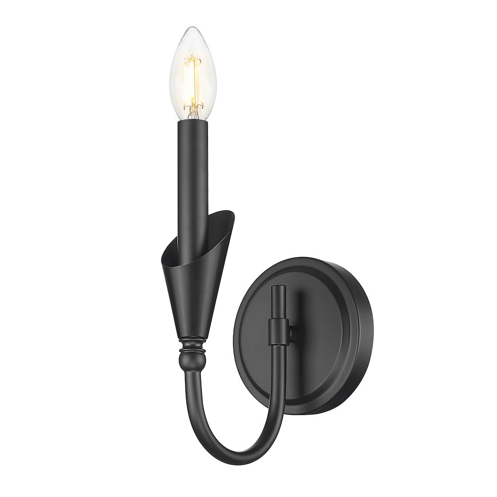 Z-Lite Claudelle 1 Light Wall Sconce in Matte Black color, Steel frame. Picture 3