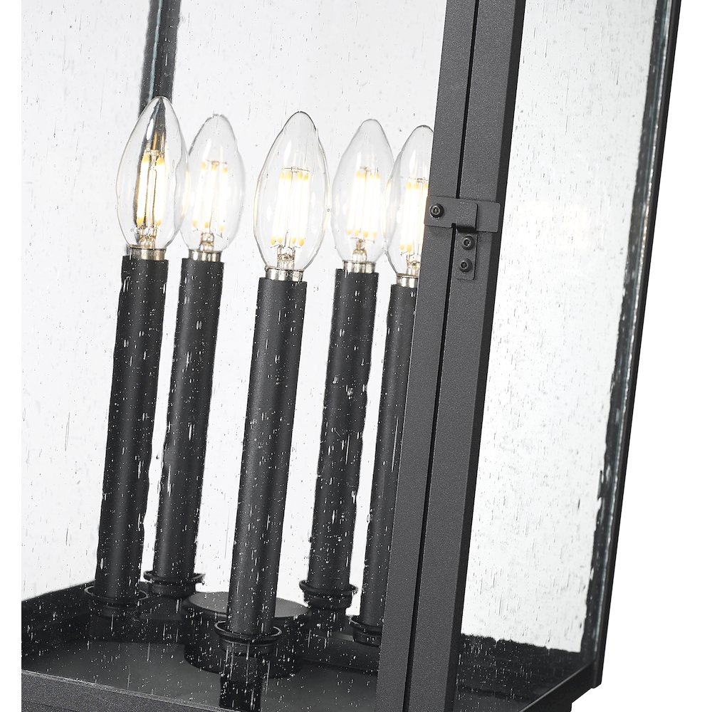 Z-Lite Hartwell 5 Light Outdoor Post Mount Fixture in Sand Black color. Picture 4