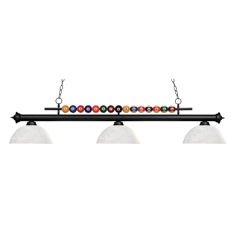 Z-Lite Shark 3 Light Billiard, Steel Frame, White Linen Shade Color. Picture 1