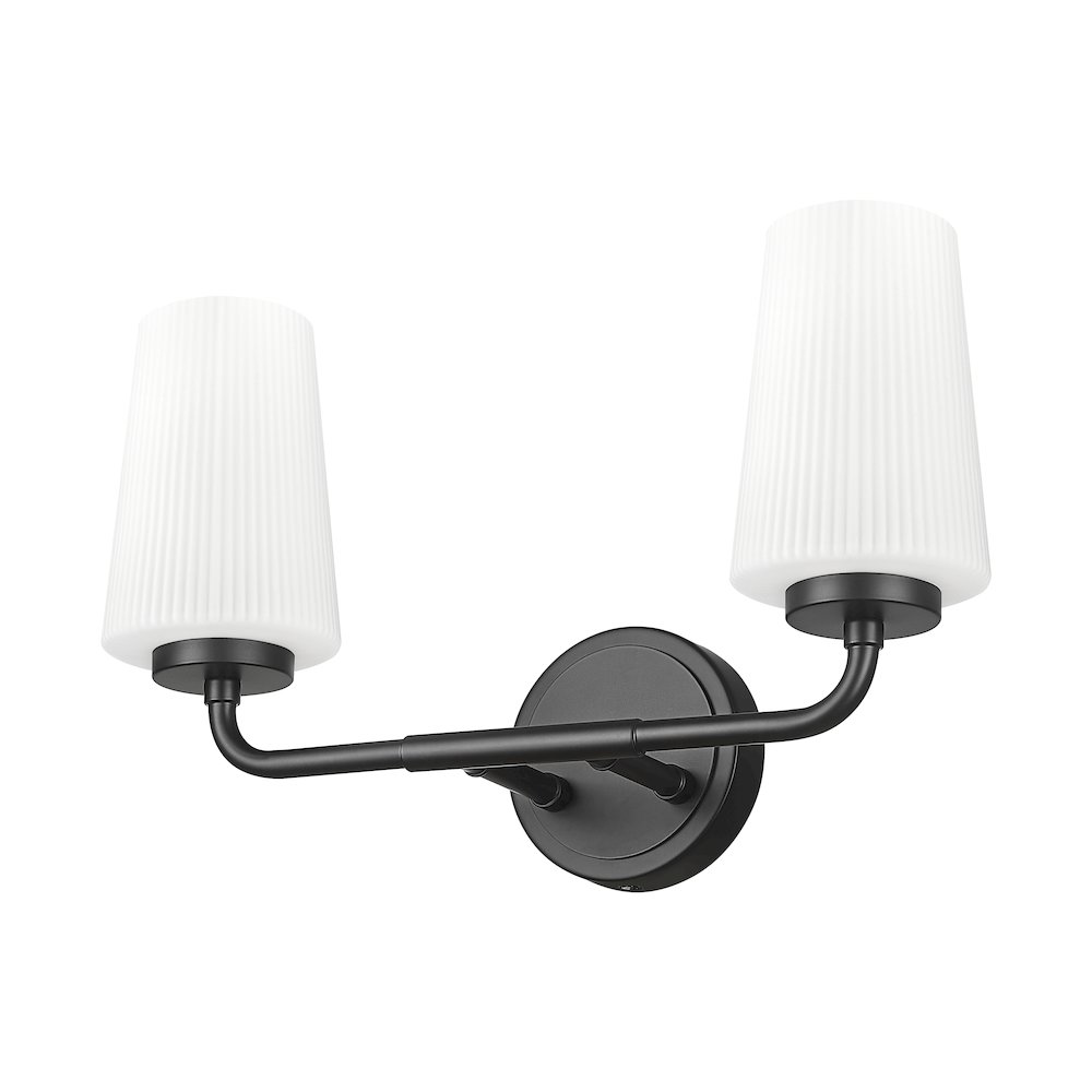 Z-Lite Montford 2 Light Vanity in Matte Black color, Steel frame. Picture 5