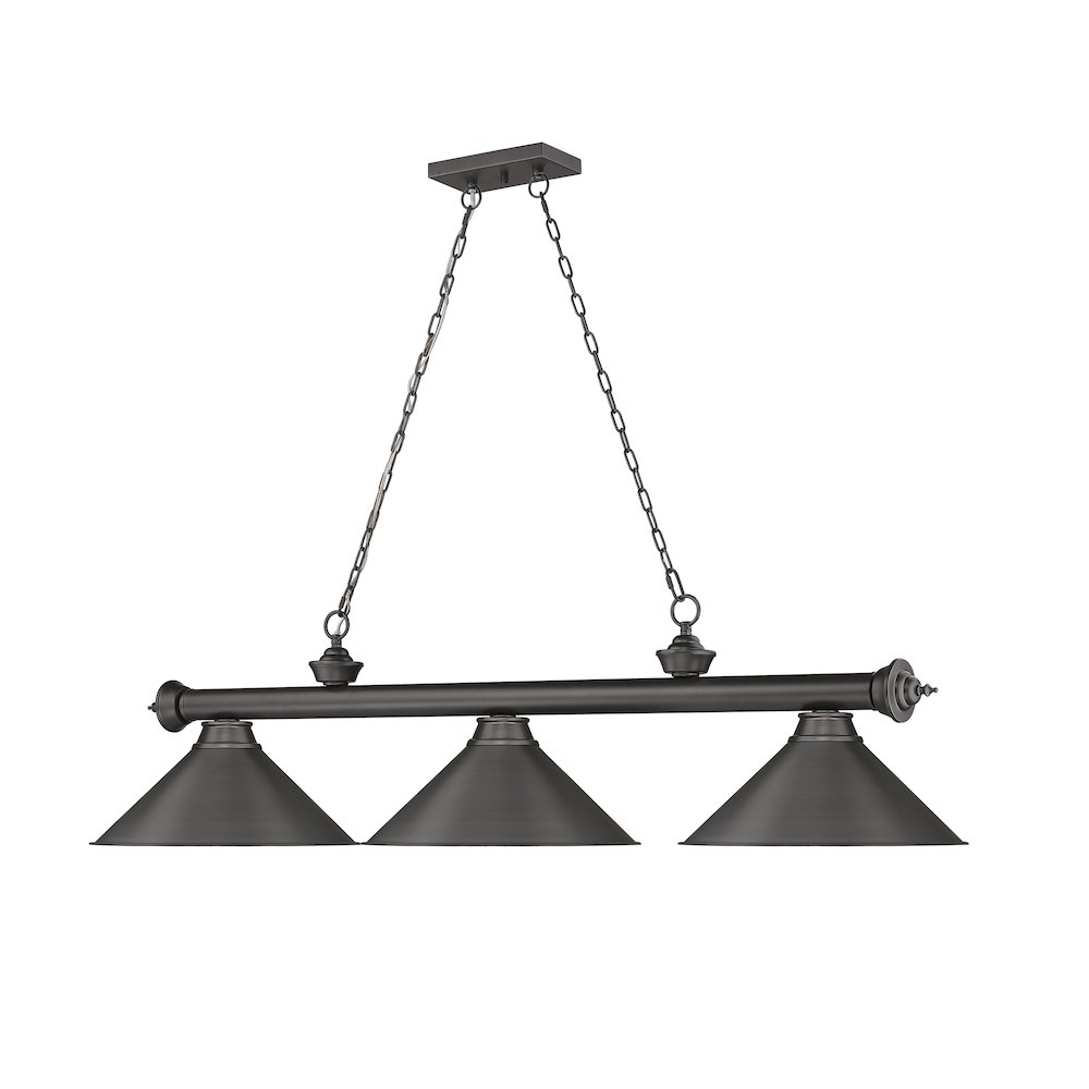 Z-Lite Cordon 3 Light Billiard, Steel Frame, Bronze Shade Color. Picture 3