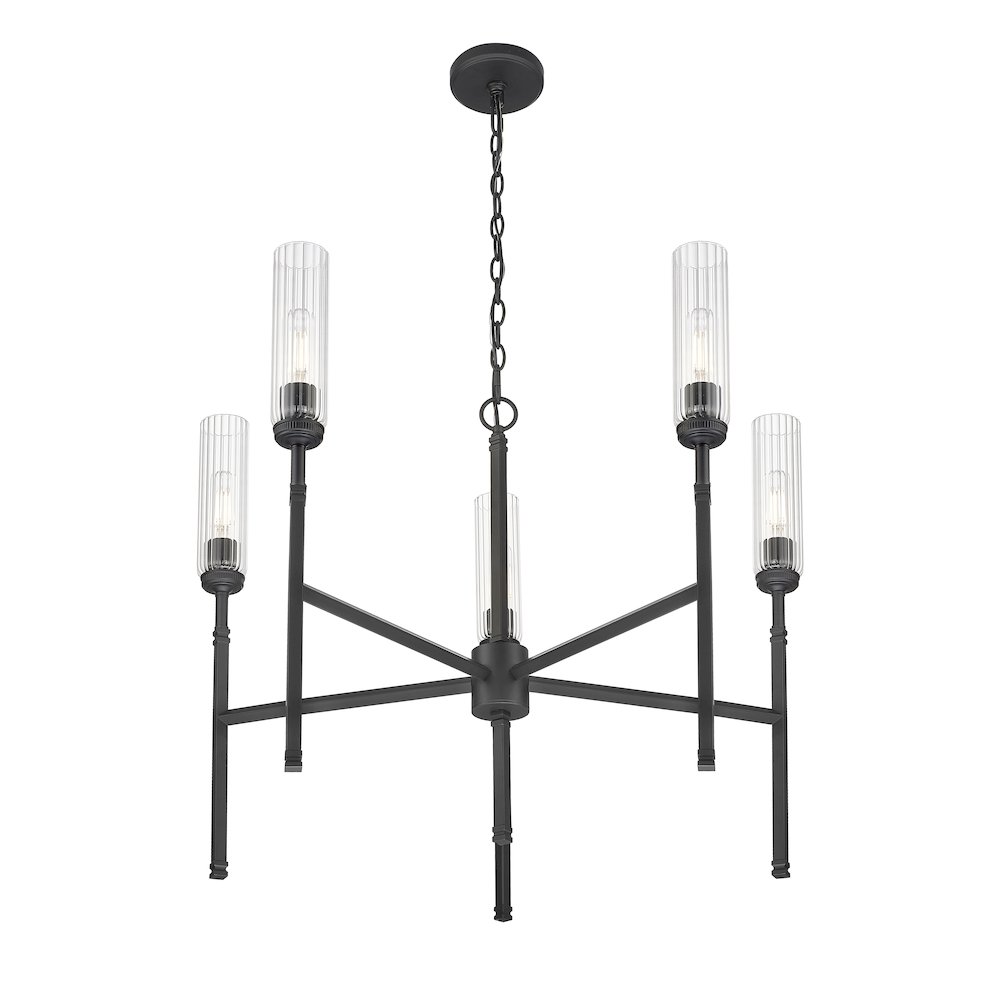 Z-Lite 5 Light Chandelier, Matte Black. Picture 2