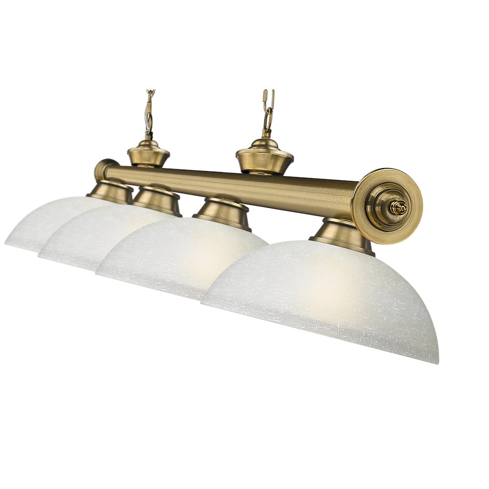 Z-Lite Cordon 4 Light Billiard, Steel Frame, White Linen Shade Color. Picture 4