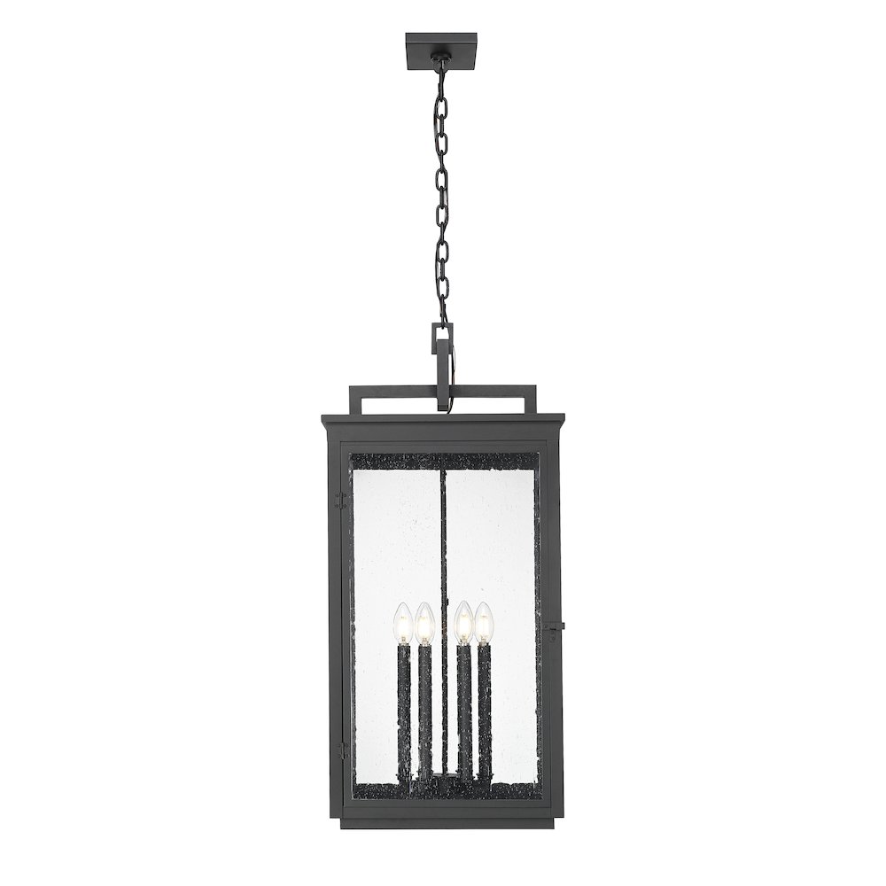 Z-Lite Hartwell 6 Light Outdoor Chain Mount Ceiling Fixture in Sand Black color. Picture 3