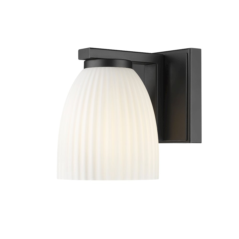 Z-Lite Naya 1 Light Wall Sconce in Matte Black color, Steel frame. Picture 1