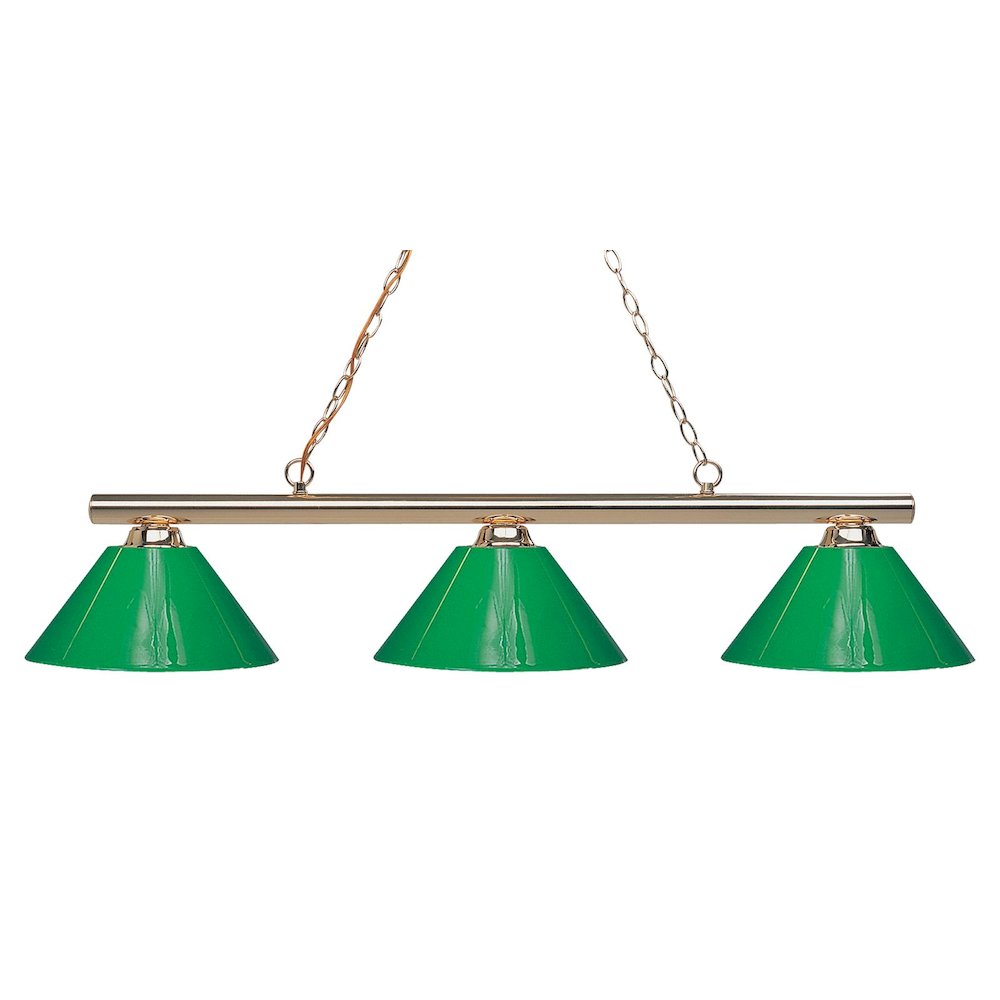 Z-Lite Sharp Shooter 3 Light Billiard, Steel Frame, Green  Shade Color. Picture 1