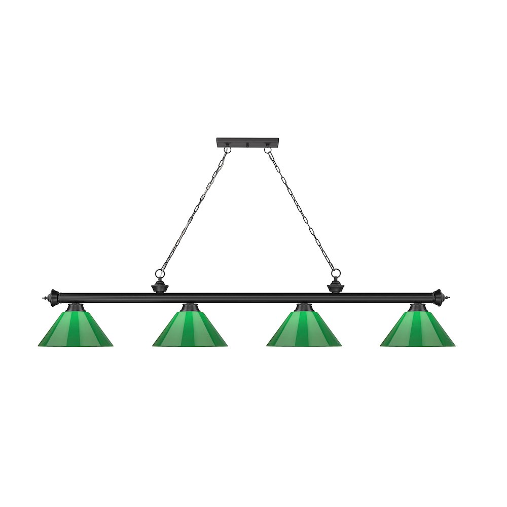 Z-Lite Cordon 4 Light Billiard, Steel Frame, Green Shade Color. Picture 2