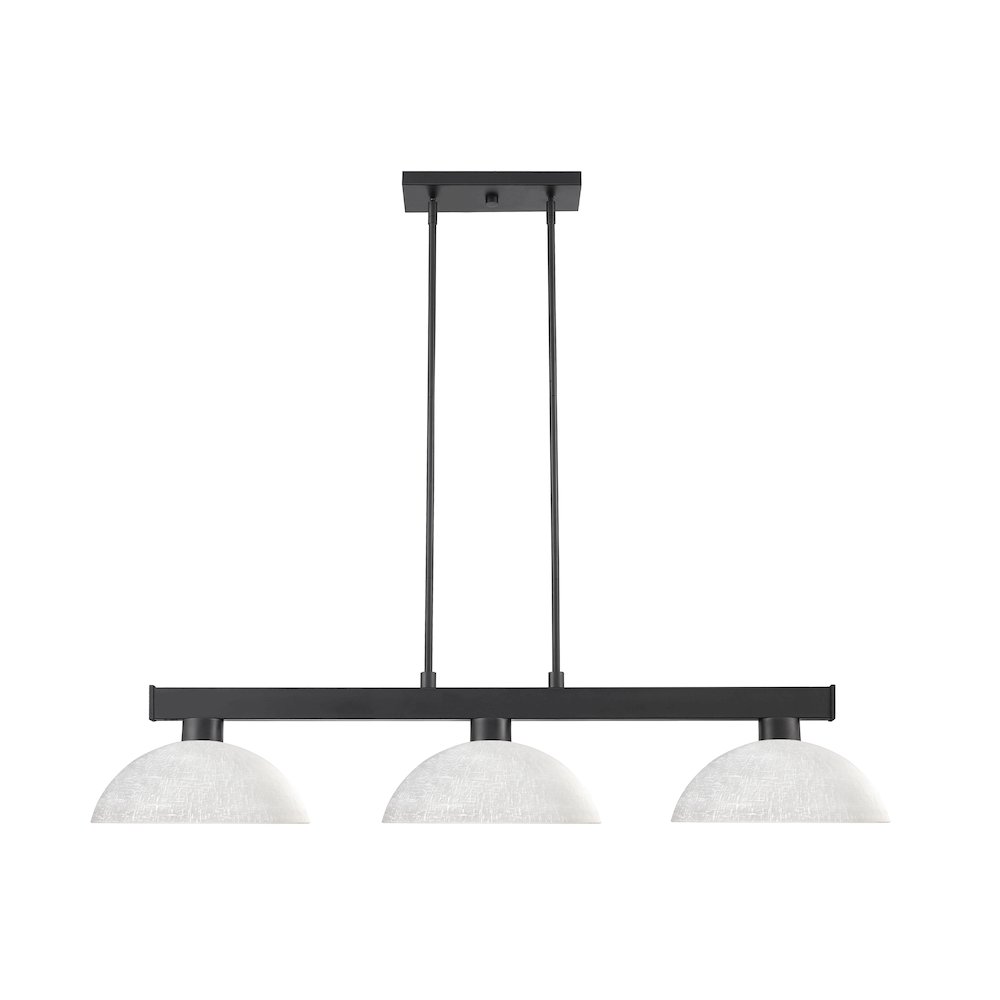 Z-Lite Cobalt 3 Light Billiard, Steel Frame, White Linen Shade Color. Picture 1