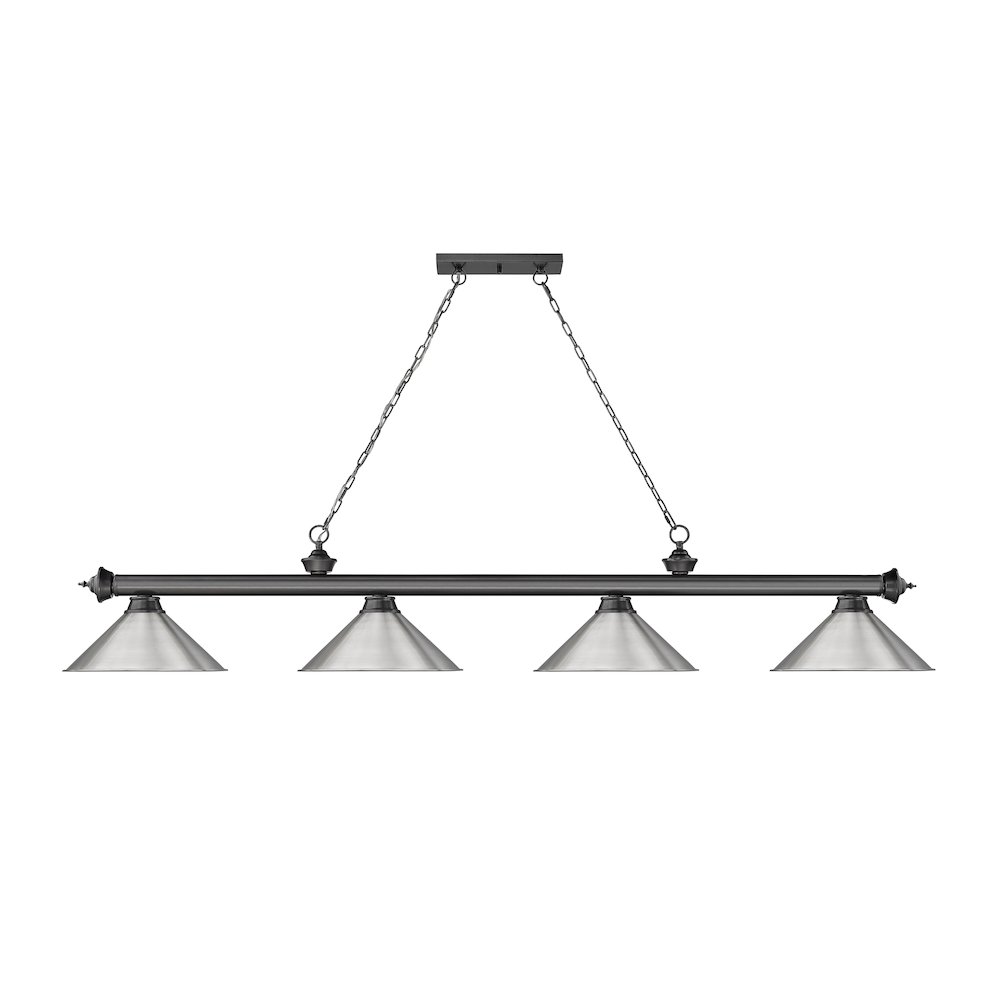 Z-Lite Cordon 4 Light Billiard, Steel Frame, Brushed Nickel Shade Color. Picture 2