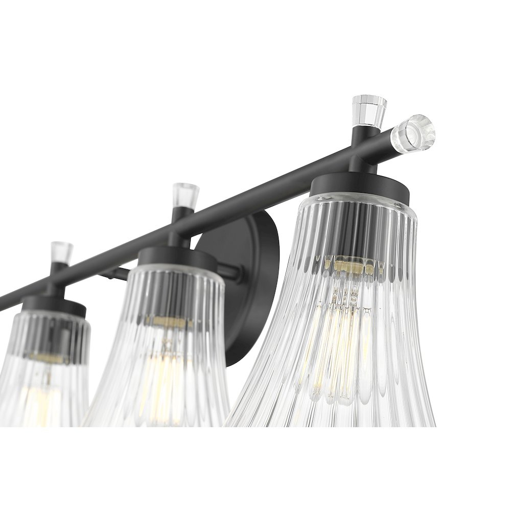 Z-Lite Belle 4 Light Vanity in Matte Black color, Steel frame. Picture 4
