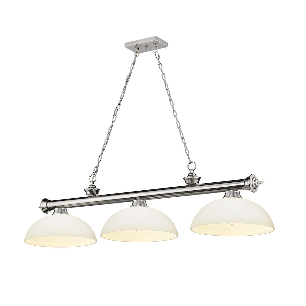 Z-Lite Cordon 3 Light Billiard, Steel Frame, Matte Opal Shade Color. Picture 1