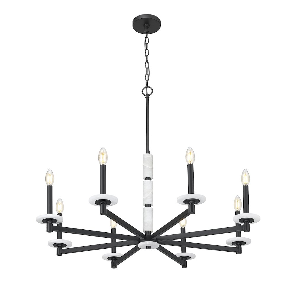 Z-Lite Kaden 8 Light Chandelier in Matte Black color, Steel frame. Picture 2