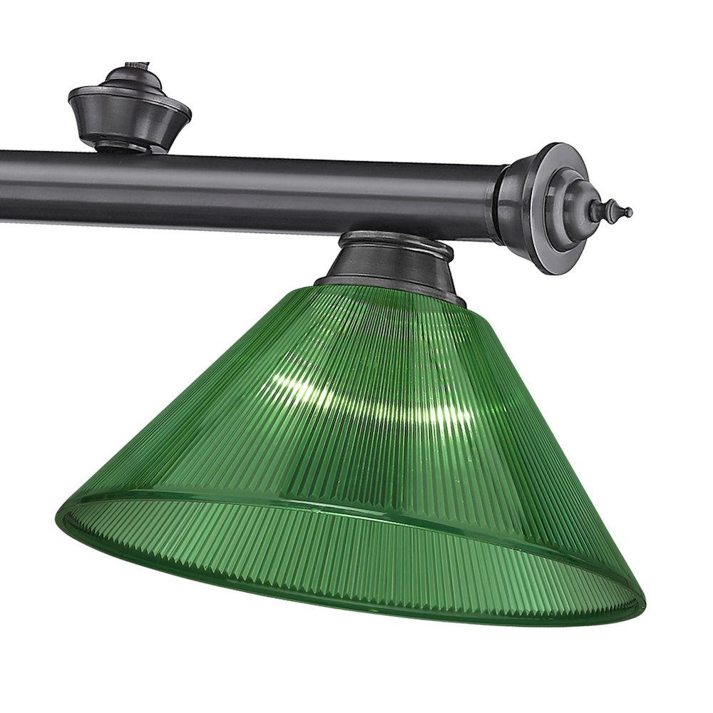 Z-Lite Cordon 3 Light Billiard, Steel Frame, Green Shade Color. Picture 4
